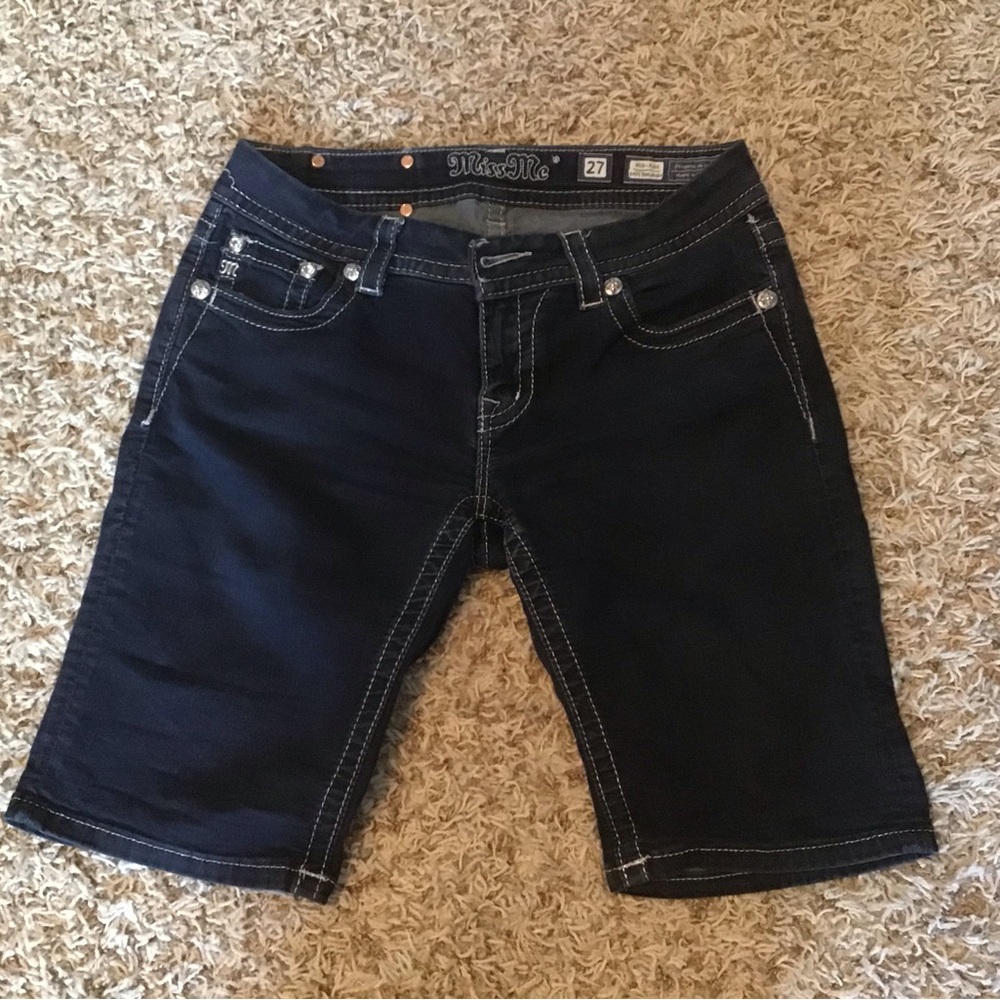 Vintage Miss Me Dark Blue Denim Bermuda Shorts